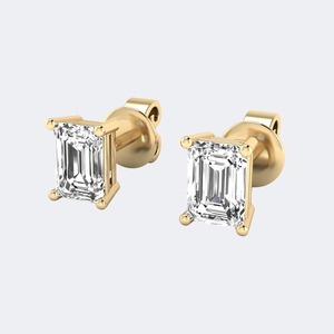 1.00 CTW Lab Grown Diamond <b>Emerald</b> Shape Brilliant Cut <b>Earrings</b> For Women 9K 14K 18K <b>Gold</b> Luxury E F Color VS VVS Fine Jewelry - Product Image 1
