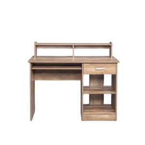 Bureau d'ordinateur moderne en aggloméré brun 110x50x95cm à 2 niveaux avec 1 tiroir - Product Image 3