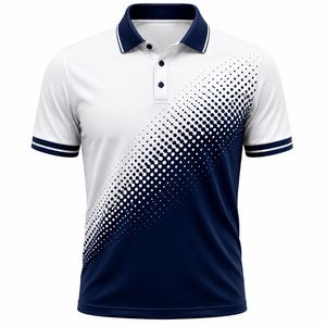 T-shirt sportif pour homme à manches courtes, imprimé numérique, respirant, séchage rapide, en maille polyester-coton, blanc, bleu marine, vert, haute qualité - Product Image 3