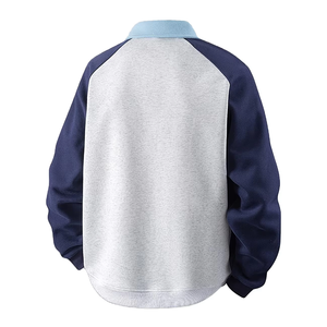 Sweat-shirt en molleton doublé pour homme, couleurs contrastées, manches raglan, col, coupe-vent d'hiver, polyester/coton, Bangladesh - Product Image 2