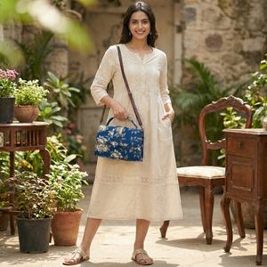 Midnight Bloom Floral Fabric Luxury <b>Waterproof</b> Soft Durable Portable Lightweight Handbag Women Elegant Crossbody Shoulder Bag - Product Image 3