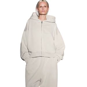 Custom Women's Oversized Full <b>Zip</b> Hoodie Heavyweight Cotton Fleece Boxy Casual Streetwear OEM ODM Premium Wear - Product Image 1