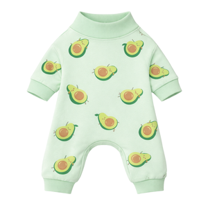 ชุดนอนสุนัขแบบชุดหมีพิมพ์ลายอะโวคาโด ผ้านุ่มยืดหยุ่น ชุดนอนสัตว์เลี้ยง ระบายอากาศได้ดี ใส่สบายทุกฤดู สำหรับสุนัขขนาดเล็กถึงขนาดกลาง ใช้ในบ้าน - Product Image 4