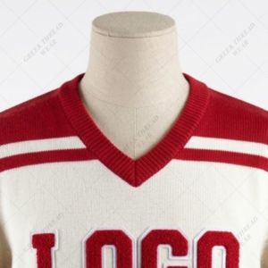 High Quality KAP Custom Embroidery Logo Factory Manufactured Knitted v neck Sweater Sorority Fraternity Sweater <b>chenille</b> logo - Product Image 5