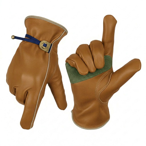 Genuine Cowhide Leather <b>Driver</b> <b>Gloves</b> Adjustable Wrist Safety Work <b>Gloves</b> Reinforced Palm Mechanic <b>Gloves</b> USA Trend - Product Image 4