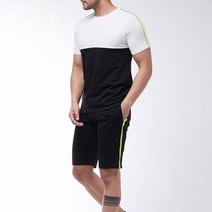 Men's Sporty Two-Piece Set Color Blocking Breathable <b>Polyester</b> <b>T</b>-<b>Shirt</b> and Shorts Quick Dry Knitted Summer Wear - Product Image 5