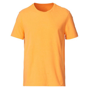 T-shirt décontracté à manches courtes pour homme, col rond, tricoté, coupe classique, 100% coton, couleur unie orange, 2027 - Product Image 1