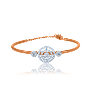 Rose Gold Lab Grown Diamond Fancy Round Brilliant Cut Classic Floral 14K Women's <b>Bangle</b> <b>Bracelet</b> - Product Image 2