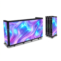 Cabina de DJ Plegable con Pantalla LED de 8 Puntos, Consola Móvil Plegable para DJ con Pantalla LED