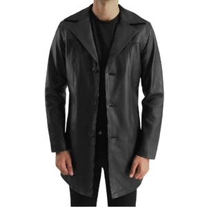 Abrigo de Cuero Negro Cómodo y Elegante, Prenda Exterior de Primera Calidad, Diseño Duradero, Perfecto para Uso Casual, Suave y Resistente - Product Image 1