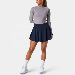 Minifalda Plisada Azul Marino para Mujer con Volantes, Cintura Natural, Estilo Casual de Verano, Tela de Spandex y Poliéster - Product Image 2