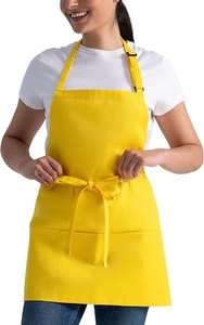 Delantal de algodón amarillo con bolsillos, cierre con lazo de tela tejida, para restaurante, bar, uniforme para el personal de servicio, para mujer - Product Image 6