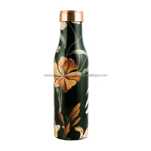 Botella de Agua de Cobre Ayurvédica Hecha a Mano de 32.5 Oz (950 ML) con Diseño Floral Vintage para Beber Directamente, Uso en Campamentos, Unisex - Product Image 1