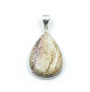Pendentif Goutte de Jaspé en Argent Sterling 925 Plaqué Or Jaune Fait Main Pierre Naturelle Bijoux Bohèmes Cadeau Femme Unisexe - Product Image 1