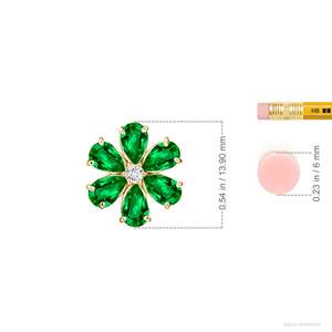 Impresionante Colgante de Flor con Racimo de Esmeraldas Naturales en Oro Sólido de 14K con Diamantes, Joyería Fina de Lujo para Novias, Aniversario - Product Image 2