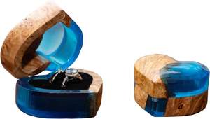 <b>Heart</b> <b>Shaped</b> Ring Gift <b>Box</b>, jewelry organizers and storage,Personalized Wooden Ring <b>Box</b>, Double Slotted Ring Holder, Wedding, En - Product Image 4