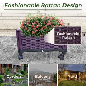 Fioriera rialzata mobile in plastica con ruote per piante da interno ed esterno - Product Image 3