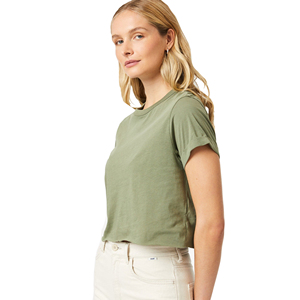 Camiseta Corta Básica de Verano para Mujer, Ecológica, Transpirable, con Patrón Liso, Manga Corta, para Entrenamiento, Corte Holgado, 100% Algodón - Product Image 3