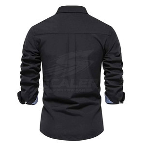 Chemise en flanelle boutonnée pour homme, fabriquée en usine, style décontracté chic, manches longues, respirante, séchage rapide, en coton, pour les réunions de bureau et les affaires - Product Image 2