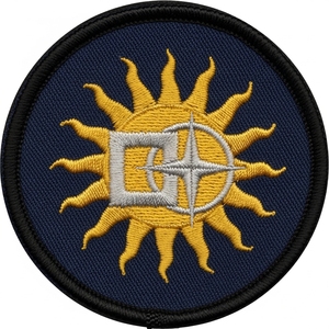 Écusson maçonnique étoile dorée rayonnante, badge brodé rond motif soleil bordeaux, symbole de la fraternité, ornement d'uniforme - Product Image 6