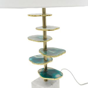 Lampe de table en tranche d'agate verdante D15x29.5 avec base en marbre - Product Image 3