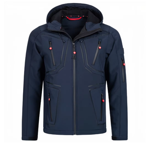 เสื้อแจ็คเก็ตผู้ชายแบบหลวมมีฮู้ด ผ้า softshell กันน้ำ กันลม เหมาะสำหรับกิจกรรมกลางแจ้ง ทำงาน เดินป่า เสื้อโค้ทสำหรับหนุ่มๆ ฤดูใบไม้ร่วง แบบเรียบสีพื้น - Product Image 1