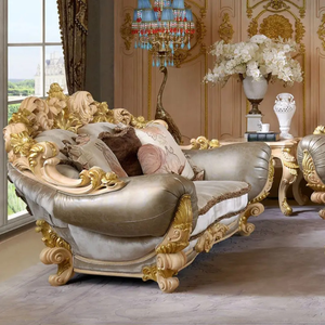 ชุดโซฟาห้องนั่งเล่นสไตล์ยุโรป ทำจากไม้มะฮอกกานีแท้ แกะสลักด้วยมือ หุ้มเบาะอย่างหรูหรา เฟอร์นิเจอร์คุณภาพสูง ผลิตในอินโดนีเซีย - Product Image 3