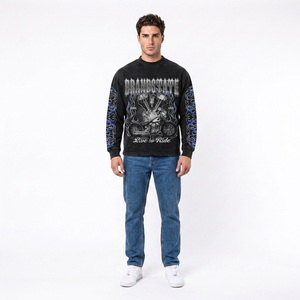 Sudadera Personalizada con Cuello Redondo para Hombre, de Algodón Terry, con Estampado Gráfico y Logotipo Frontal, Manga Regular, Estilo Otoñal - Product Image 5