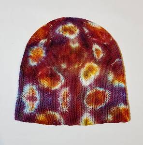 Bonnet en tricot jacquard personnalisé tie-dye pour homme et femme, en acrylique chaud et ample, avec patch en cuir – Vente en gros - Product Image 5