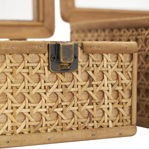 Handmade Rattan Jewelry Box Square Shape With Lid Bohemian Style Woven Design Storage Box For Jewelry - Product Image 4