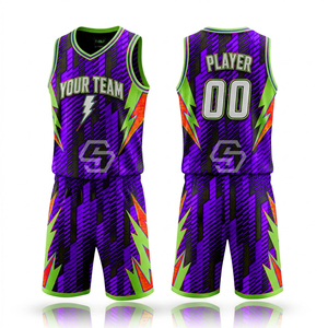 Ensemble de maillots de basket personnalisés, impression par sublimation, nom de l'équipe, unisexe adulte, tissu respirant anti-transpiration, maillot en mesh à col en V - Product Image 4