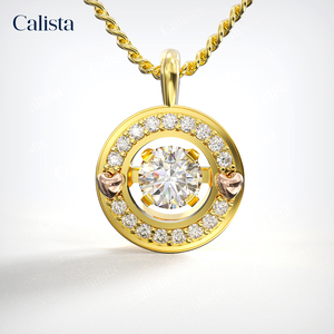 Luxury 10K <b>Yellow</b> Gold CZ Stone Pendant Necklace Trendy Fashion Design for Women Made in Vietnam by Manufacturer-DS01004 - Product Image 1