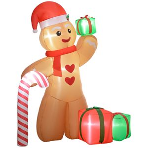 Omino di Pan di Zenzero Gonfiabile Gigante da 2,4 Metri con Luci LED per Decorazioni da Interno ed Esterno - Product Image 1