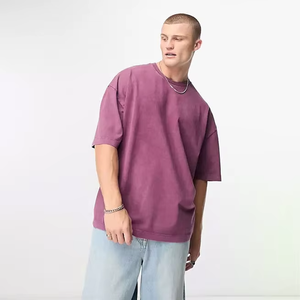 Wholesale Custom Oversized 100% Cotton T Shirt Boxy Fit Acid Wash <b>Vintage</b> Embroidery Heavyweight Streetwear <b>Tee</b> OEM Supplier - Product Image 1