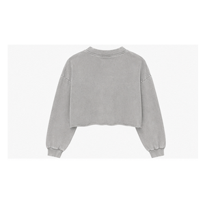 Sweat-shirt à capuche court noir délavé personnalisé respirant et écologique pour homme, coupe droite, style streetwear, avec poche kangourou – Vente en gros - Product Image 2