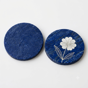 REHMAN CRAFT Handmade Modern Round Cobalt Petals MDF <b>Coasters</b> 9cm Diameter - Product Image 4