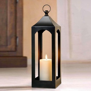Factory Direct Trending Style Home and Outdoor Decorative <b>Black</b> Metal Candle Holder <b>Lantern</b> - Product Image 1