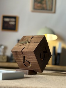 Wooden Cube Shape <b>Table</b> <b>Clock</b> For Elegant Modern Home Decor Desk <b>Clock</b> Bedroom Office Side <b>Table</b> And Luxury Decorative Accent - Product Image 2
