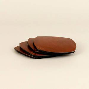 Premium Full Grain Genuine Leather Coasters Set Vintage Handstitched Round Desk Protection Cup Mats Supply LC-0077 - Product Image 2