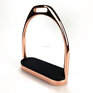 Estribos de Aluminio Color Oro Rosa para Montar a Caballo con Almohadilla de Goma Negra, Juego de Estribos Plegables Resistentes para Equitación - Product Image 2