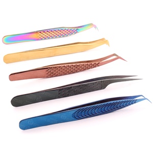 Ensemble de pinces à cils en acier inoxydable de haute qualité Outils de beauté de précision Pince à épiler pour extension de cils Marque privée - Product Image 5