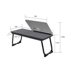 <b>Laptop</b> Desk with <b>Adjustable</b> Height and Rotatable Tilt Top Folding Black Woodgrain <b>Table</b> - Product Image 2