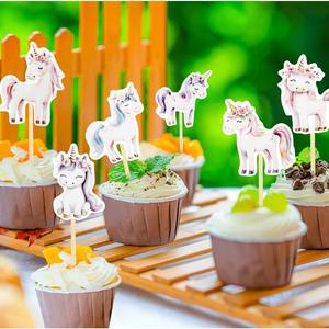 Décoration de gâteau d'anniversaire pour enfants JUXINDA, style féminin, rose et bleu, arc-en-ciel irisé, <span class=keywords><strong>licorne</strong></span>, nuage, papillon - Product Image 1