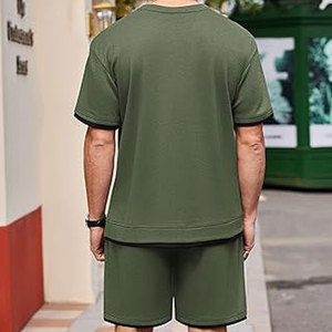 ชุดเซ็ตเสื้อยืดแขนสั้นและกางเกงขาสั้นผู้ชาย ผ้าฝ้าย 100% ปรับแต่งโลโก้ได้ ชุด 2 ชิ้น - Product Image 6