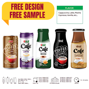 Vietnam Iced Coffee Drink 250ml Arabica & Robusta VINUT Fabricante Diseño de muestra gratis, mejor precio al por mayor, OEM/ODM - Product Image 6