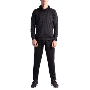 Ensemble de survêtement noir pour homme avec veste zippée et pantalon de jogging avec poches latérales, tenue décontractée pour l'automne - Product Image 5