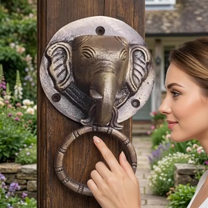 Timbre de puerta de hierro fundido con diseño de ardilla, estilo tradicional, ecológico, duradero, impermeable, blanco envejecido, para cocina y dormitorio - Product Image 1