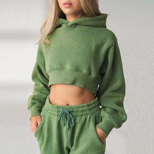 OEM 2025 Spring Jogger <b>Jumpers</b> Gym Custom Workout 2 Piece Women Set Crop Top Oversize Hoodie Women Sweatshirt Sets - Product Image 1
