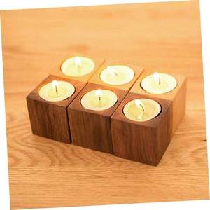 Portavelas cuadrados pequeños de madera al por mayor, ideales para propuestas de matrimonio y regalos de inauguración de casas. - Product Image 1
