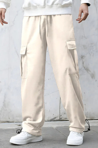 Pantalon cargo ample et léger pour homme 2025, style hip-hop, en molleton, multi-poches, en lin, imperméable, coupe oversize - Product Image 4